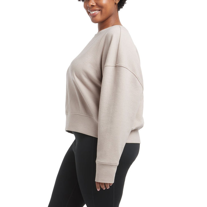 Danskin Women's Wave Jacquard Long Sleeve Crew