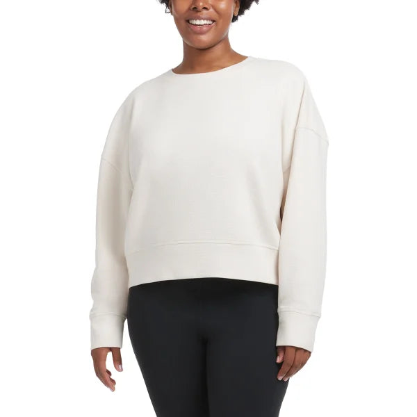 Danskin Women's Wave Jacquard Long Sleeve Crew