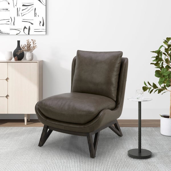 Aiden & Ivy Top-grain Leather Slipper Chair