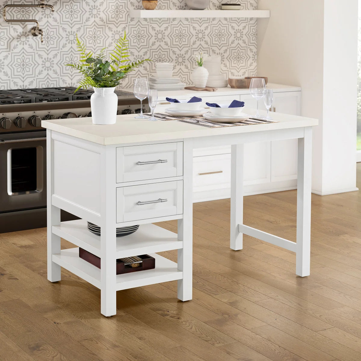 Caine Kitchen Island, White
