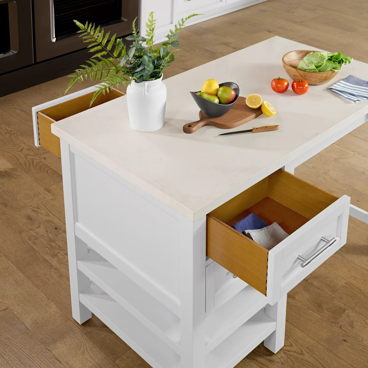 Caine Kitchen Island, White