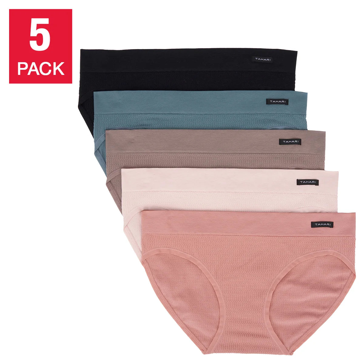 Tahari Women's Seamless Jaquard Briefs, 5-pack