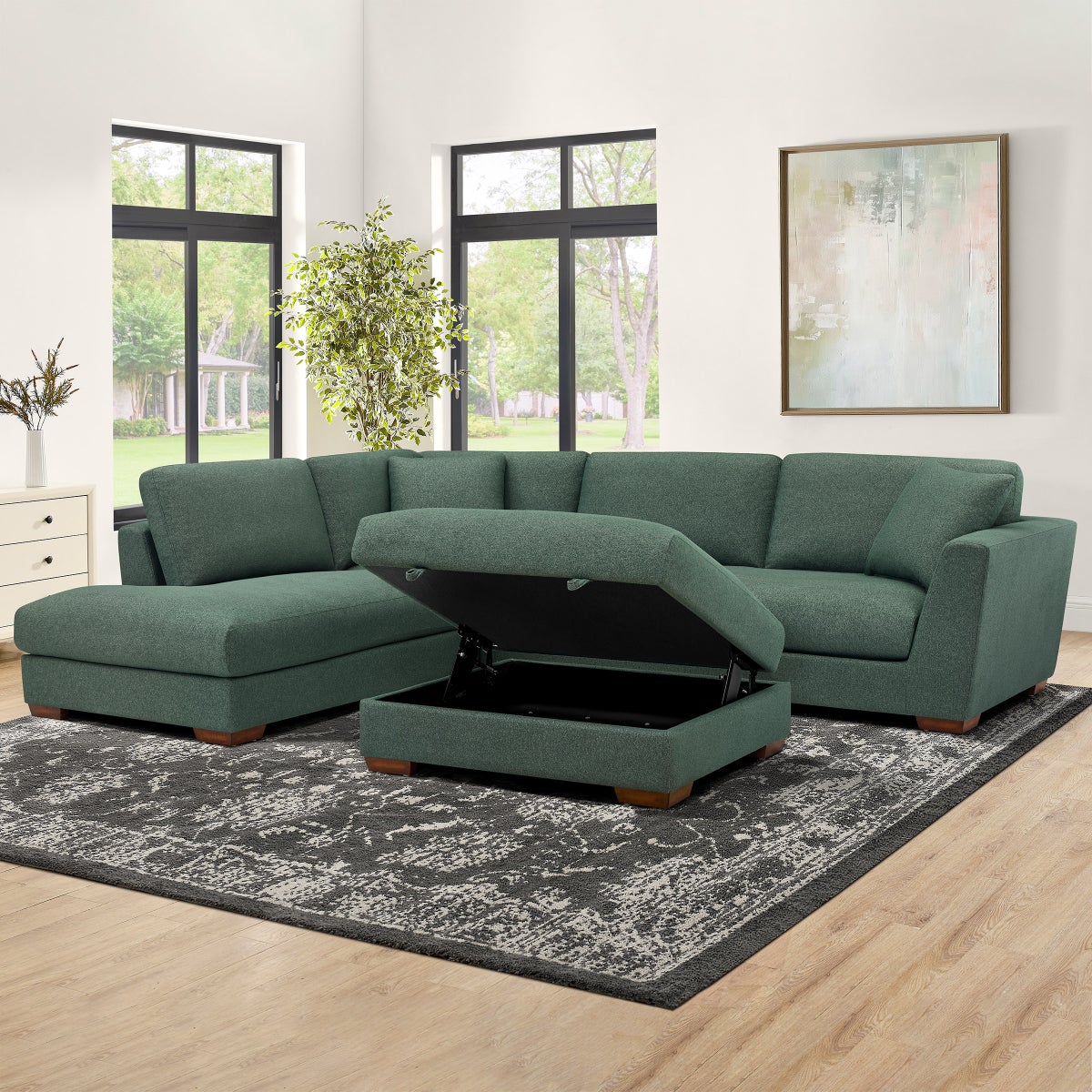 Henredon Larkin House 2-piece Left-hand Facing Fabric Sectional with Storage Ottoman