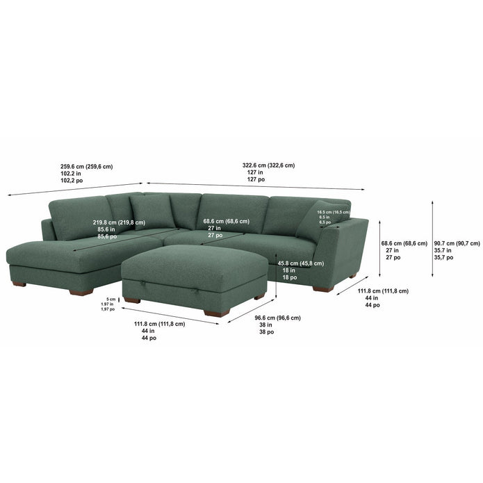 Henredon Larkin House 2-piece Left-hand Facing Fabric Sectional with Storage Ottoman