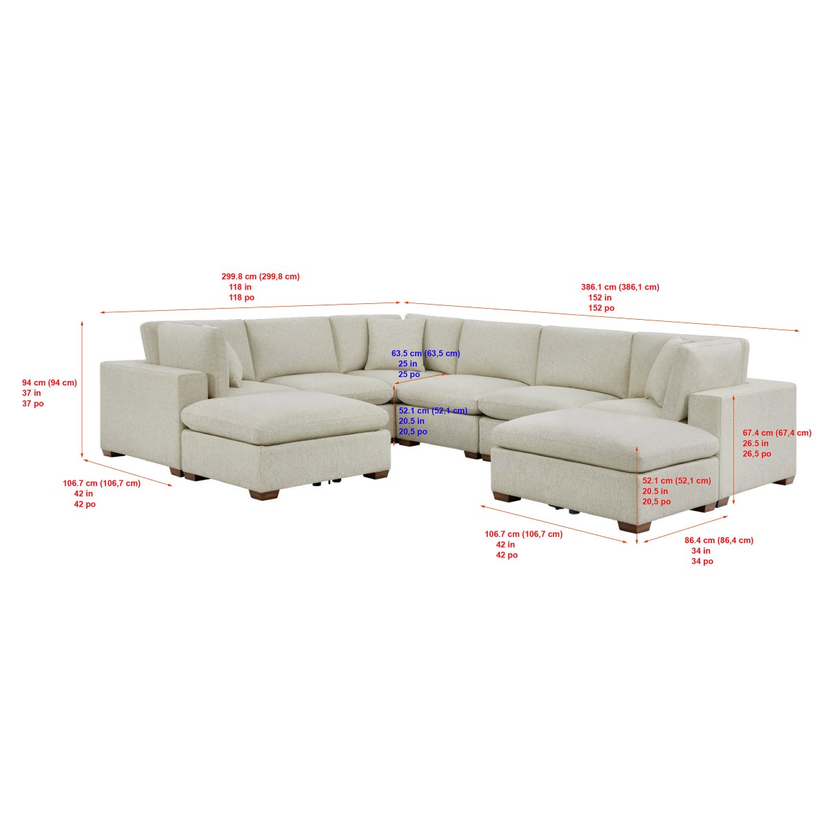 Thomasville Lowell 8-piece Fabric Modular Sectional