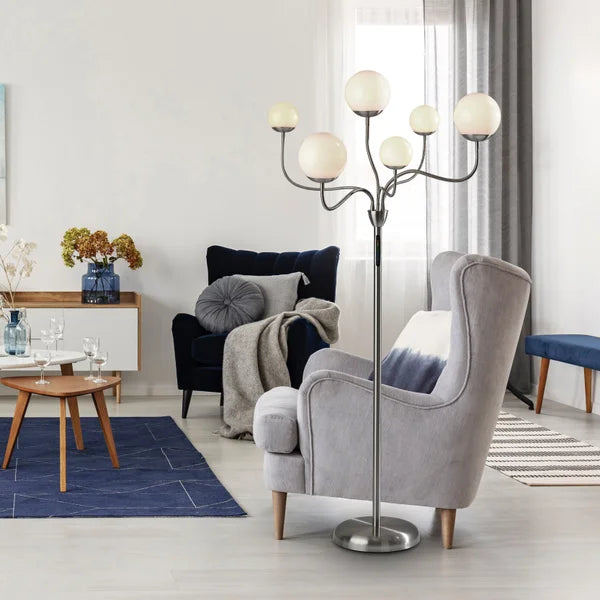Phoebe LED Floor Lamp, Brushed Steel