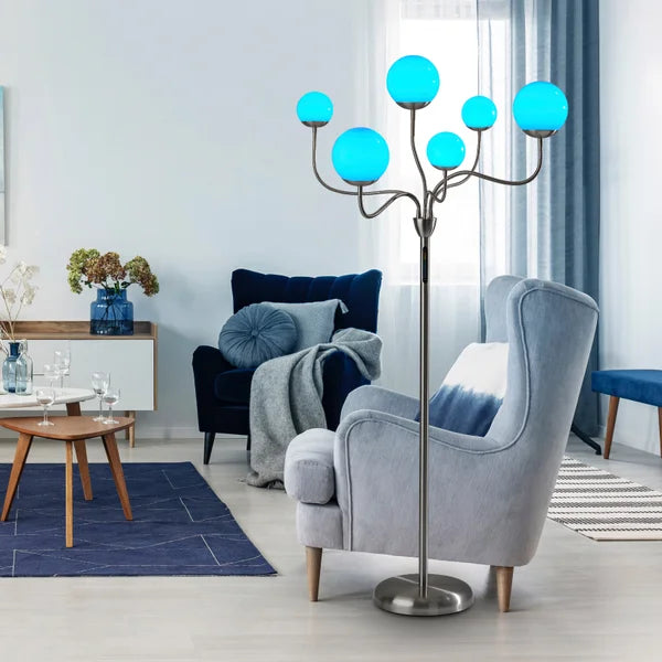 Phoebe LED Floor Lamp, Brushed Steel