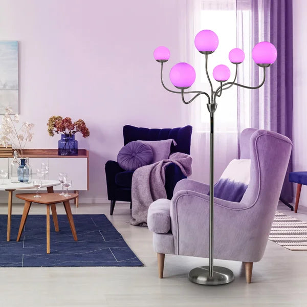 Phoebe LED Floor Lamp, Brushed Steel