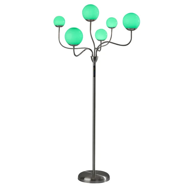Phoebe LED Floor Lamp, Brushed Steel