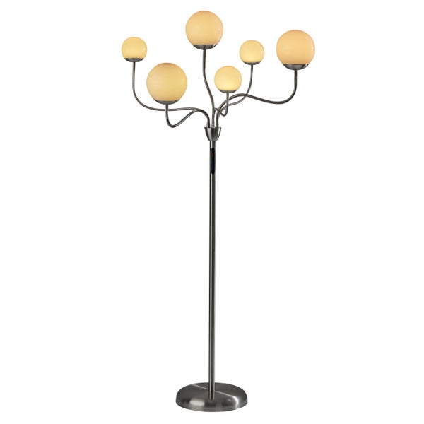 Phoebe LED Floor Lamp, Brushed Steel