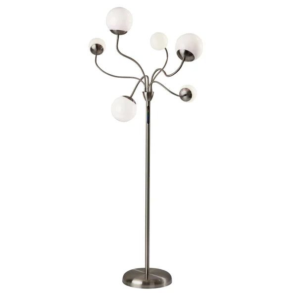 Phoebe LED Floor Lamp, Brushed Steel