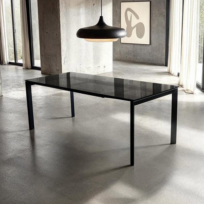 Mobital Host 149.9 cm (59 in.) Extendable Dining Table with Grey Glass Top