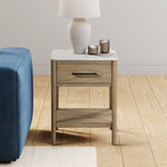 Loxley Rowe Mindi Stone Top End Table with Drawer