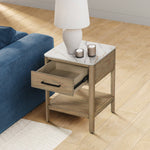 Loxley Rowe Mindi Stone Top End Table with Drawer