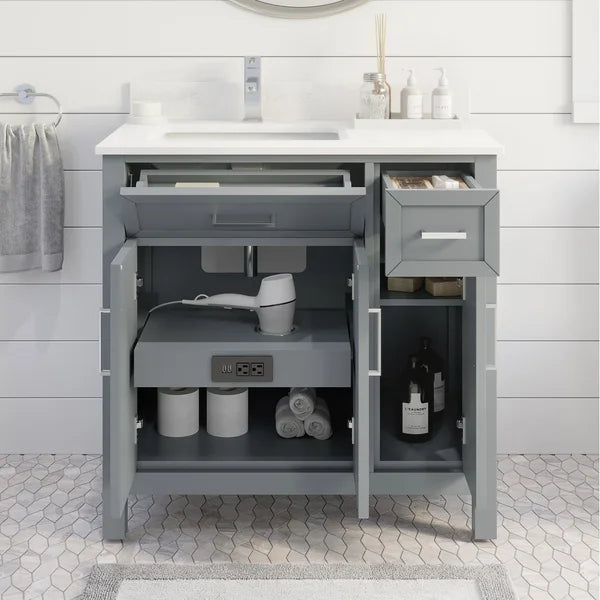 Studio Bathe Thomson Vanity with Power Bar, Oxford Grey