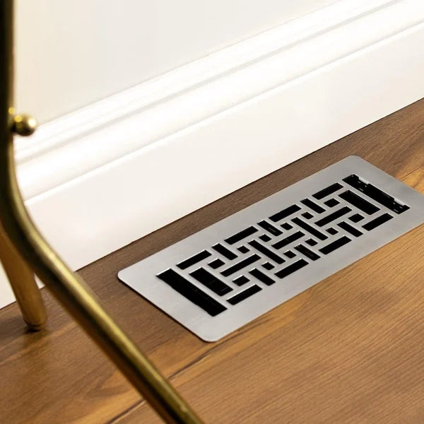 Manor House Brushed Nickel Low Profile Floor Registers, 4-pack