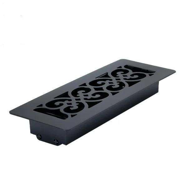 Manor House Black Low Profile Scroll Design Floor Registers, 4-pack