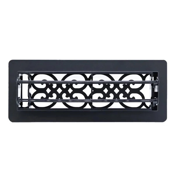 Manor House Black Low Profile Scroll Design Floor Registers, 4-pack