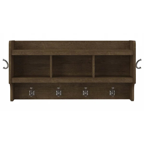 Bush Furniture Woodland Wall Mounted Coat Rack with Shelf