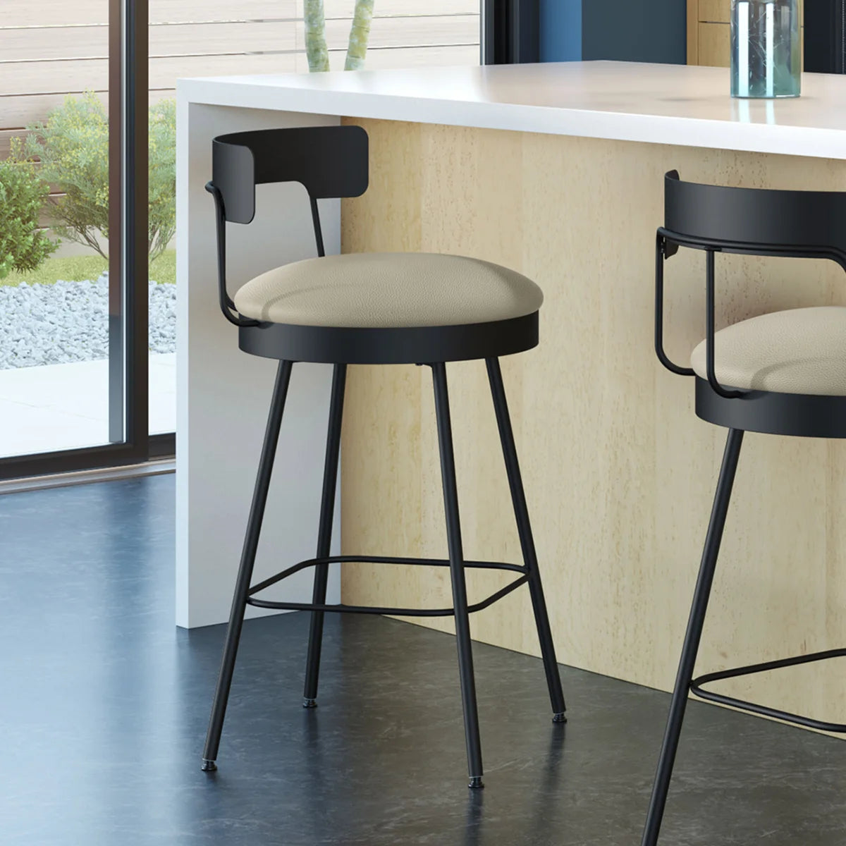 Amisco Monza Beige Bar or Counter Stool