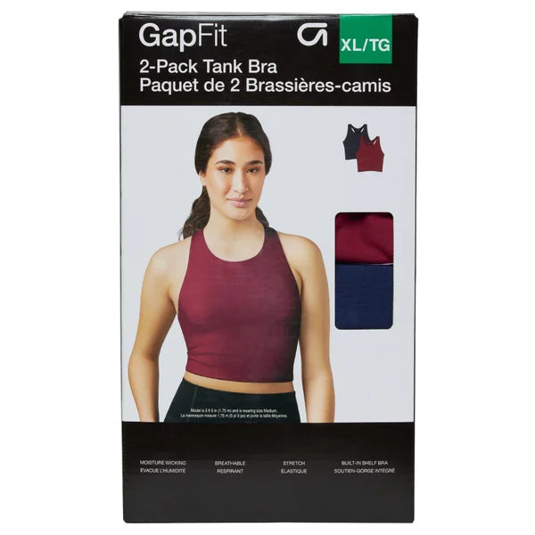 GapFit Women's Active Tank Bra, 2-pack