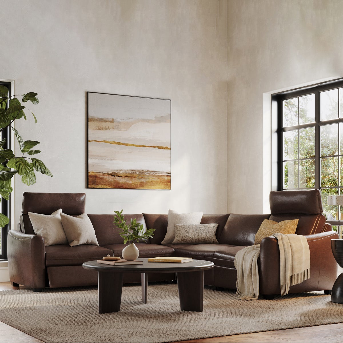 Palliser Mori 5-piece Top-grain Leather Power Reclining Sectional