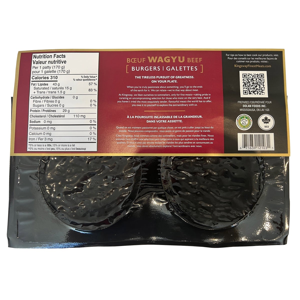 Kingsway Wagyu Beef Hamburger Patties, 20 × 170 g