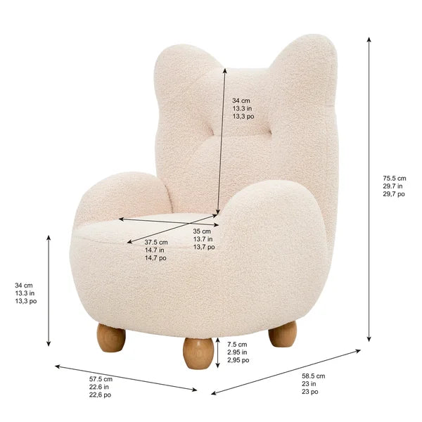 Chloe Juvenile Fabric Armchair, Cream