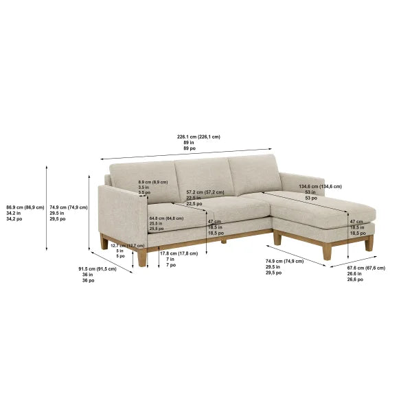 Henredon Murphy 2-piece Fabric Sofa with Reversible Chaise