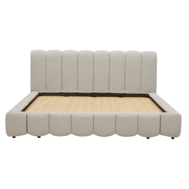 Aiden & Ivy Cloud Polyester Fabric Upholstered Bed, Cream