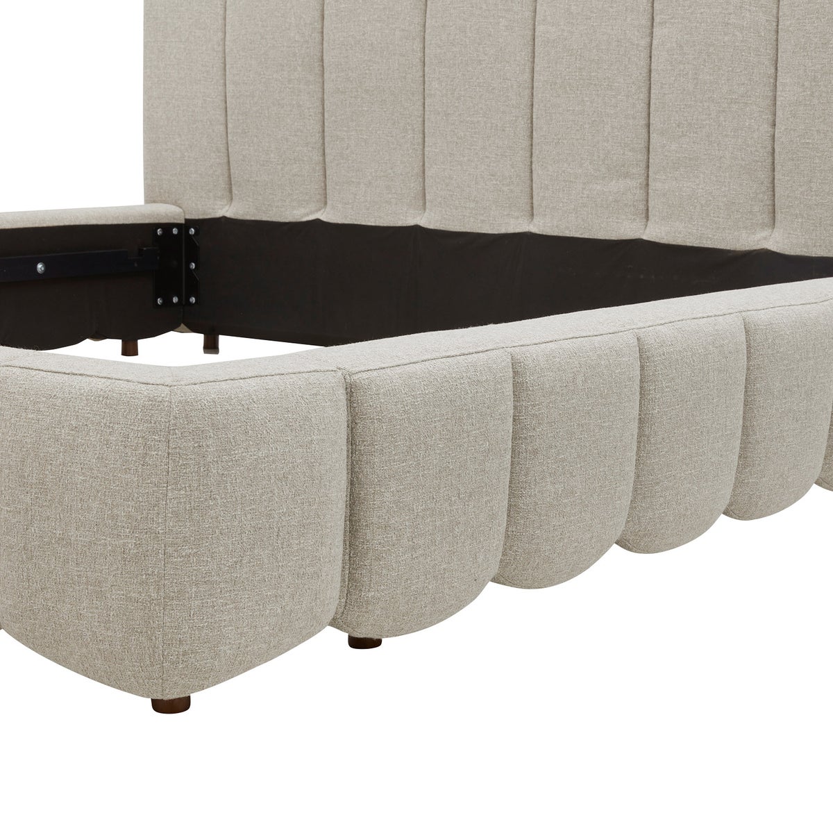 Aiden & Ivy Cloud Polyester Fabric Upholstered Bed, Cream