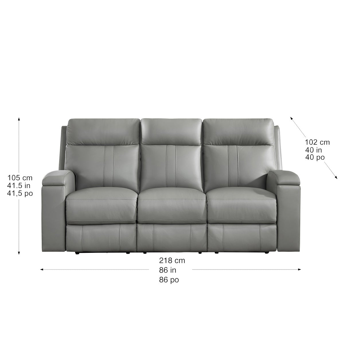 Prospera Home Frasier Top grain Leather Power Reclining Sofa, Loveseat and Chair