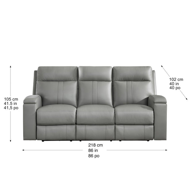 Prospera Home Frasier Top Grain Leather Power Reclining Sofa