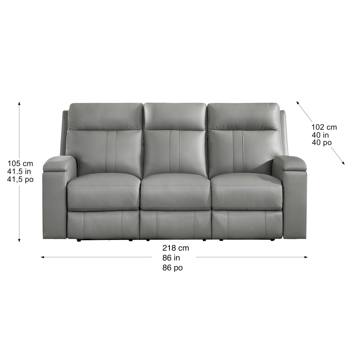 Prospera Home Frasier Top Grain Leather Power Reclining Sofa and 2 Chairs