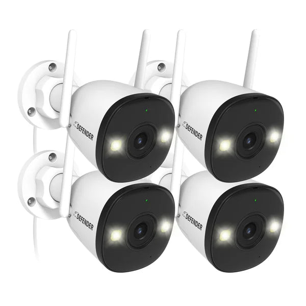 Defender AI POWERED 4K Guard Pro Wi-Fi Plug-in Power Security Cameras, 4-pack