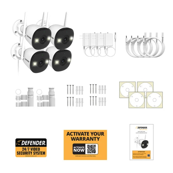 Defender AI POWERED 4K Guard Pro Wi-Fi Plug-in Power Security Cameras, 4-pack