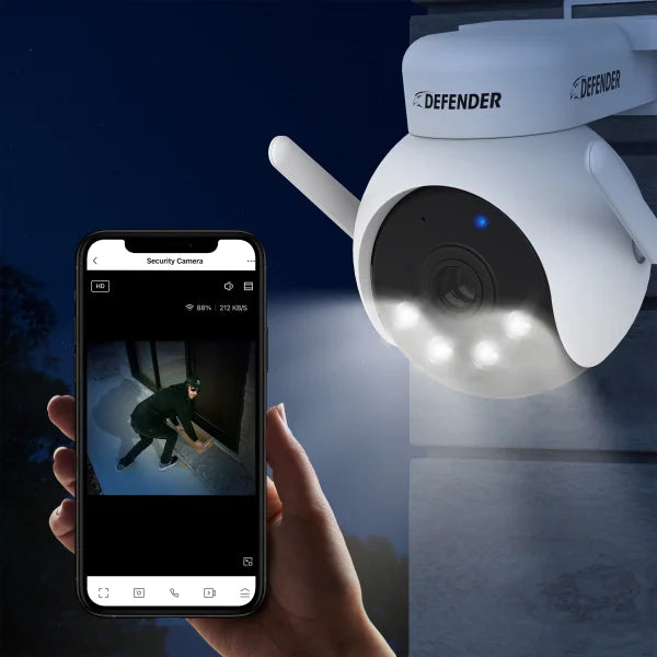 Defender AI POWERED 4K Everwatch PTZ 360 Degree Wi-Fi Outdoor Plug-in Power Security Camera, 2-pack