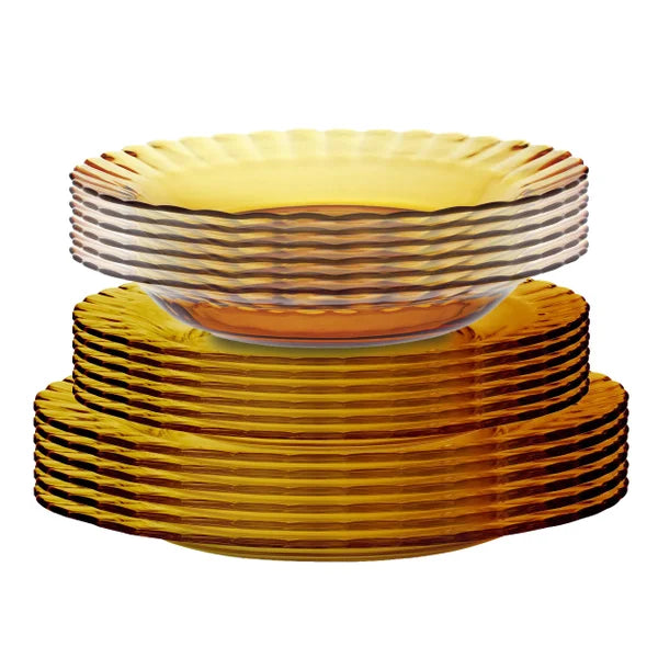 Duralex "Le Picardie" Amber Tempered Glass Dinnerware Set, 18-piece