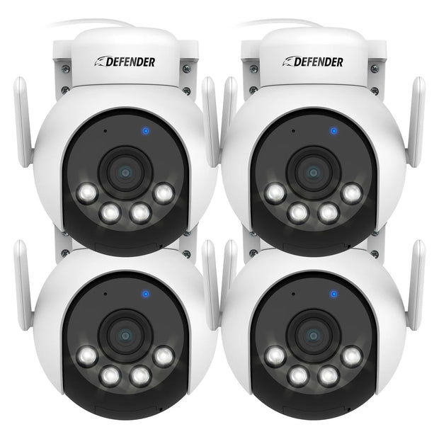 Defender AI POWERED 4K Everwatch PTZ 360 Degree Wi-Fi Outdoor Plug-in Power Security Camera, 4-pack