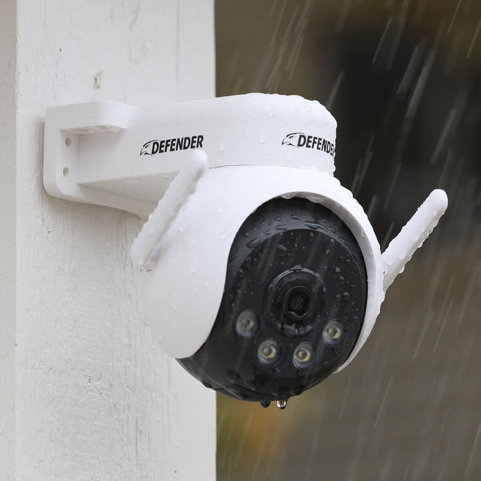 Defender AI POWERED 4K Everwatch PTZ 360 Degree Wi-Fi Outdoor Plug-in Power Security Camera, 4-pack