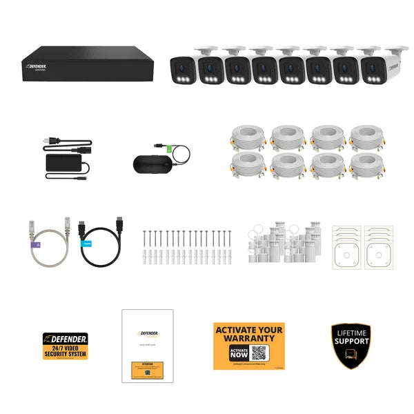 Defender AI POWERED Sentinel 4K Ultra HD Wired 8 Channel PoE NVR Security System with 8 Metal Cameras with 1 TB HDD
