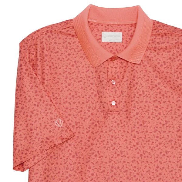 Sunice Men’s Short Sleeve Printed Textured Polo