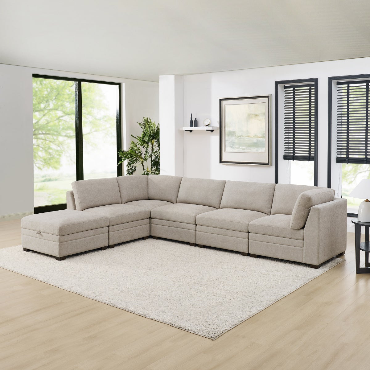 Thomasville Tisdale 6-piece Fabric Sectional with Storage Ottoman