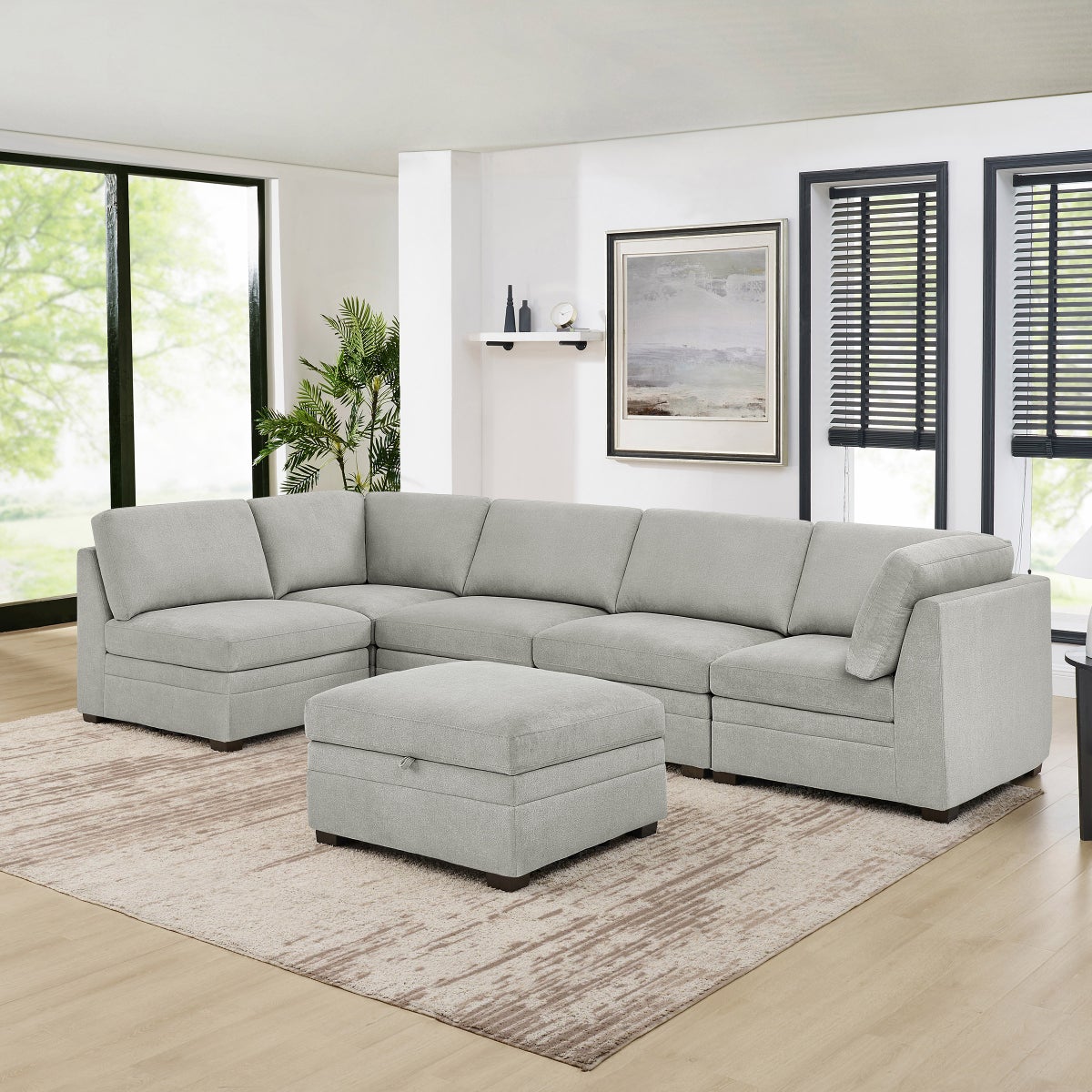 Thomasville Tisdale 6-piece Fabric Sectional with Storage Ottoman