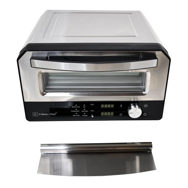Culinary Chef High Temperature Indoor Pizza Oven with Digital Screen, Stainless Steel