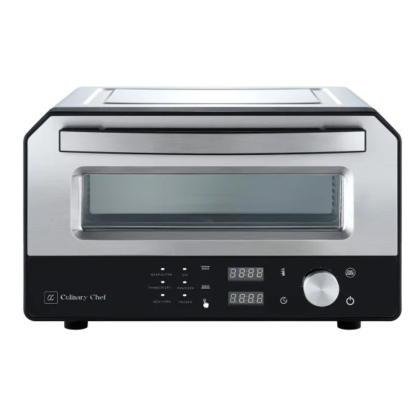 Culinary Chef High Temperature Indoor Pizza Oven with Digital Screen, Stainless Steel