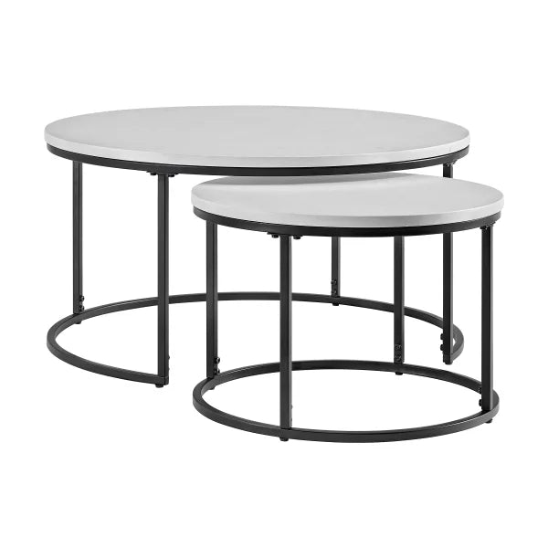 Bayside Furnishings 2-piece Nesting Table Set with Quartz Table Top