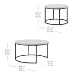 Bayside Furnishings 2-piece Nesting Table Set with Quartz Table Top, 80 cm (31.5 in.) and 52 cm (20.5 in.)