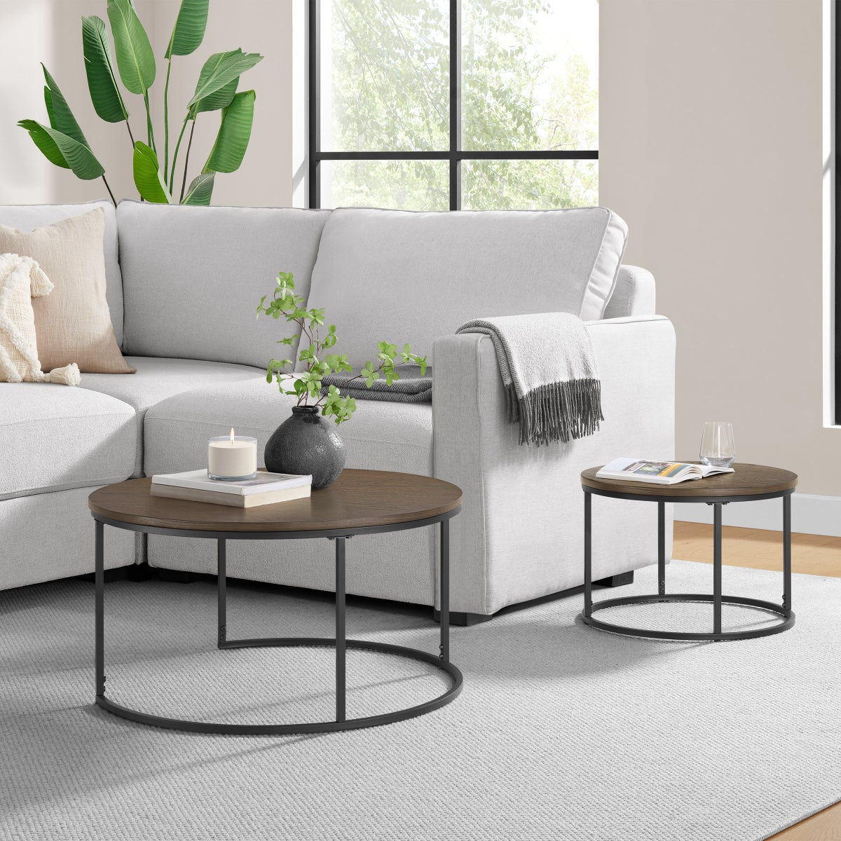 Bayside Furnishings 2-piece Nesting Table Set, 80 cm (31.5 in.) and 52 cm (20.5 in.)