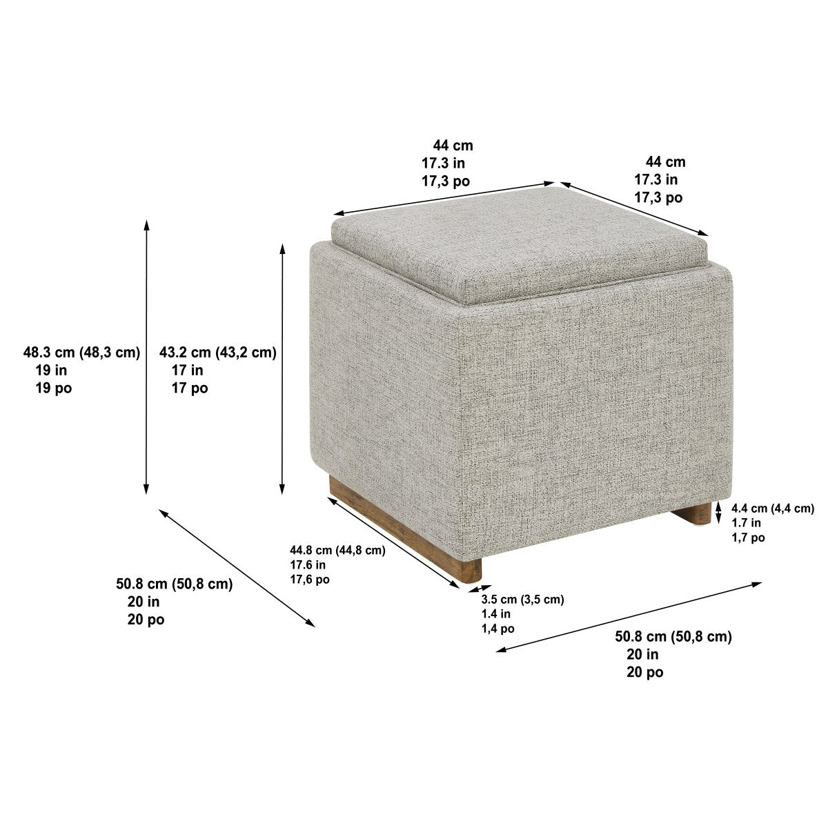 Thomasville Small Fabric Storage Ottoman